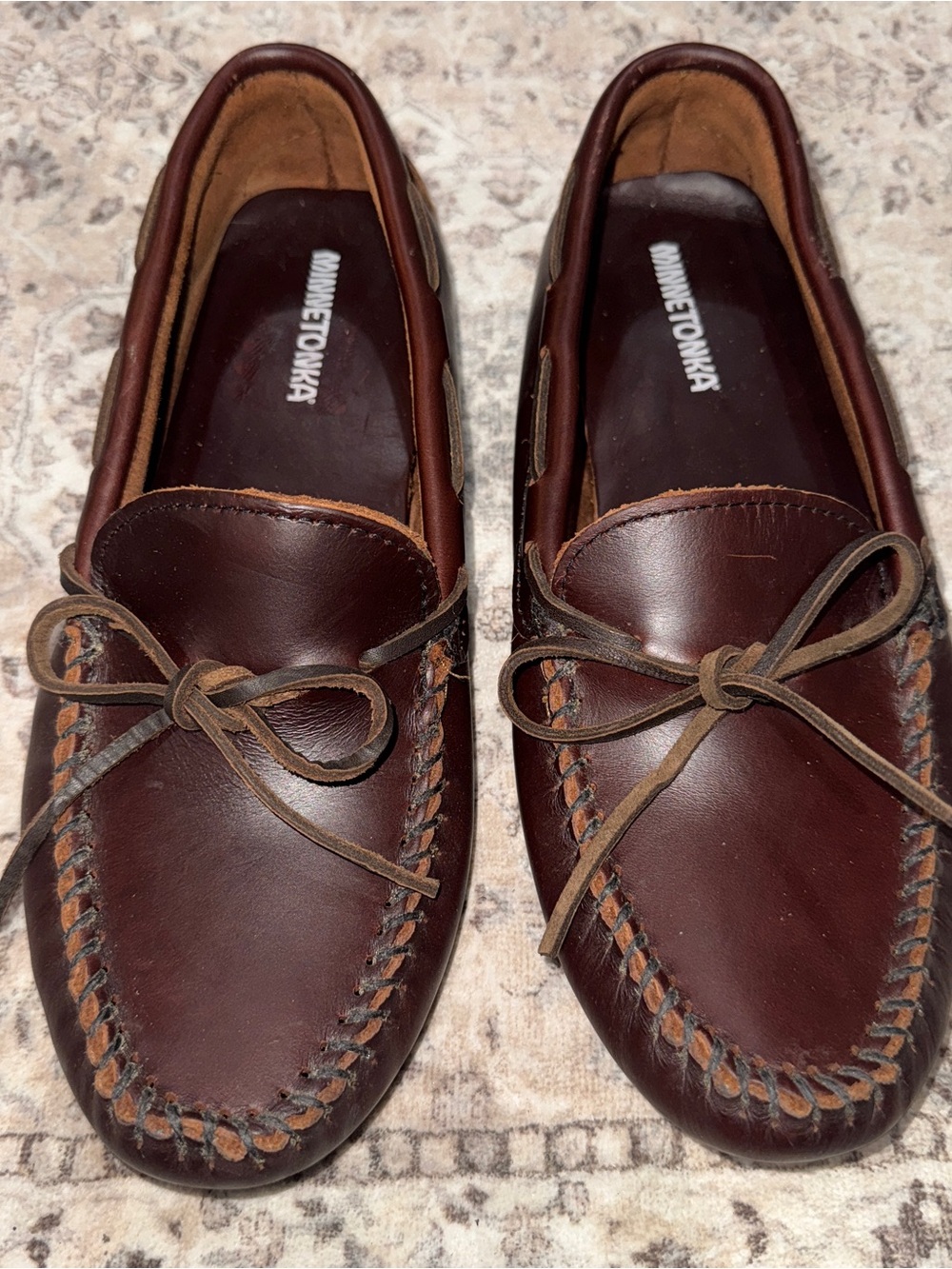 Minnetonka Mens 752 Brown Moosehide Leather Weekender  Driving Moccasins US 11